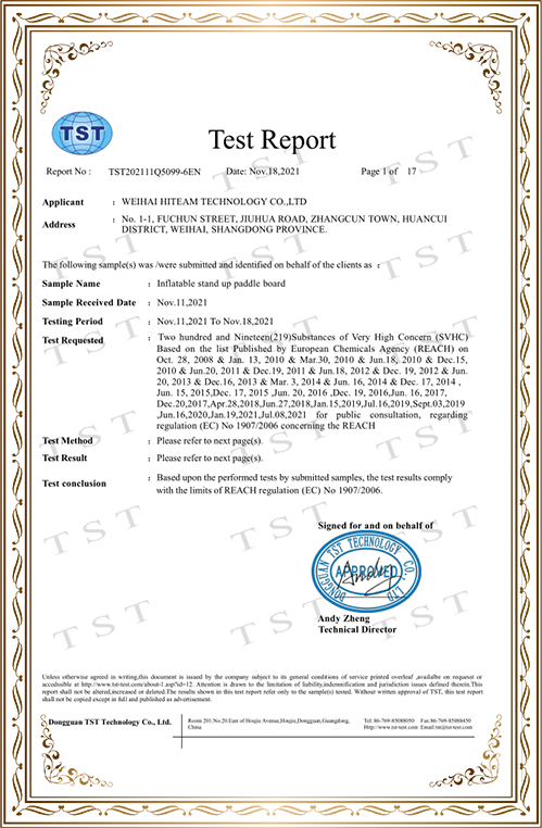 inflatable stand up paddle board ce bsci iso Qualification certification