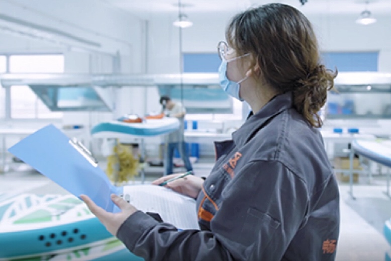 Inflatable sup board production quality inspection